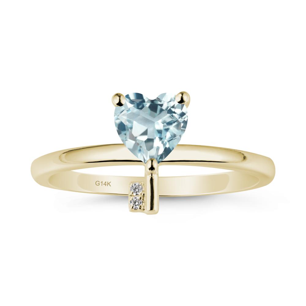 Heart Shaped Key Inspired Aquamarine Ring - LUO Jewelry #metal_14k yellow gold