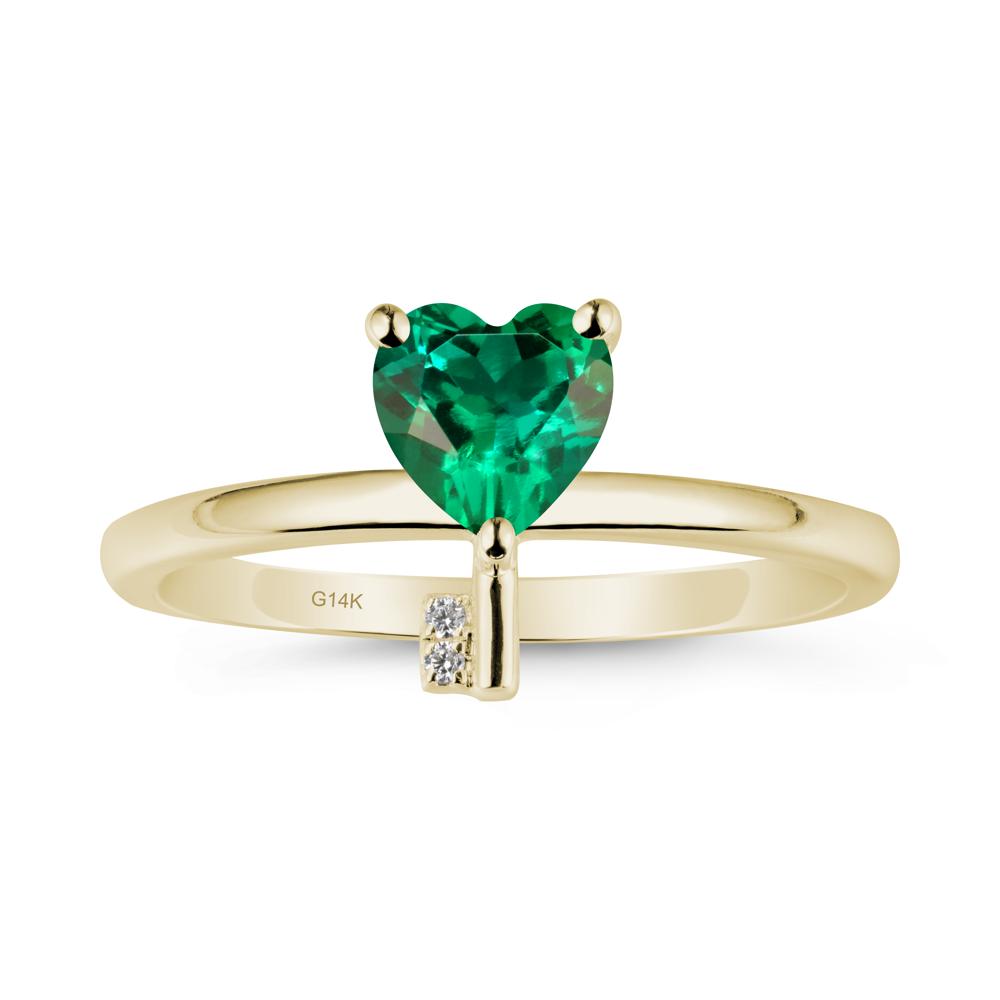 Heart Shaped Key Inspired Emerald Ring - LUO Jewelry #metal_14k yellow gold