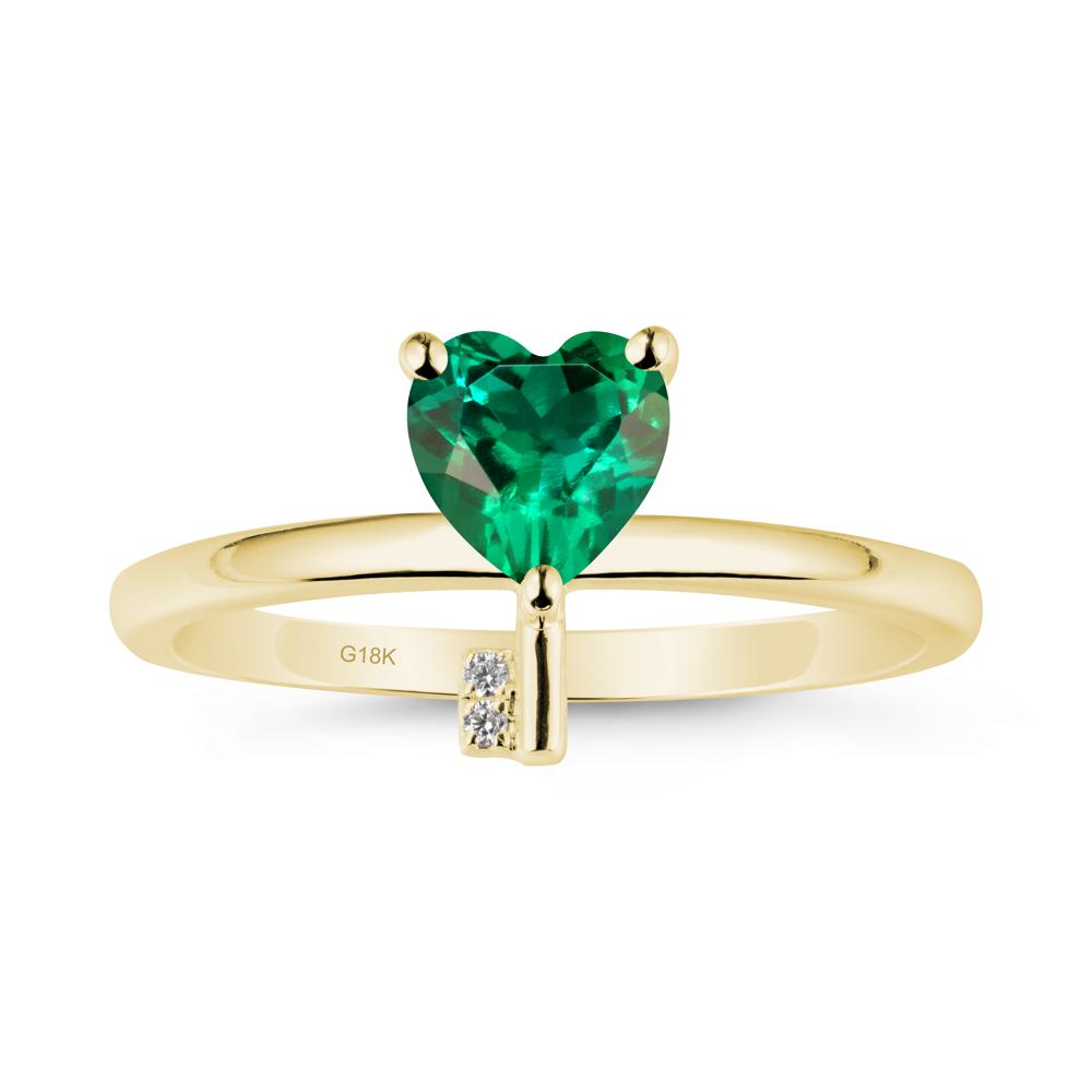 Heart Shaped Key Inspired Emerald Ring - LUO Jewelry #metal_18k yellow gold