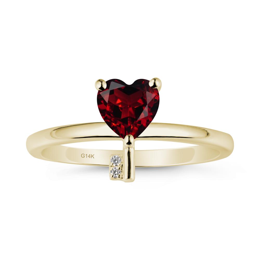 Heart Shaped Key Inspired Garnet Ring - LUO Jewelry #metal_14k yellow gold