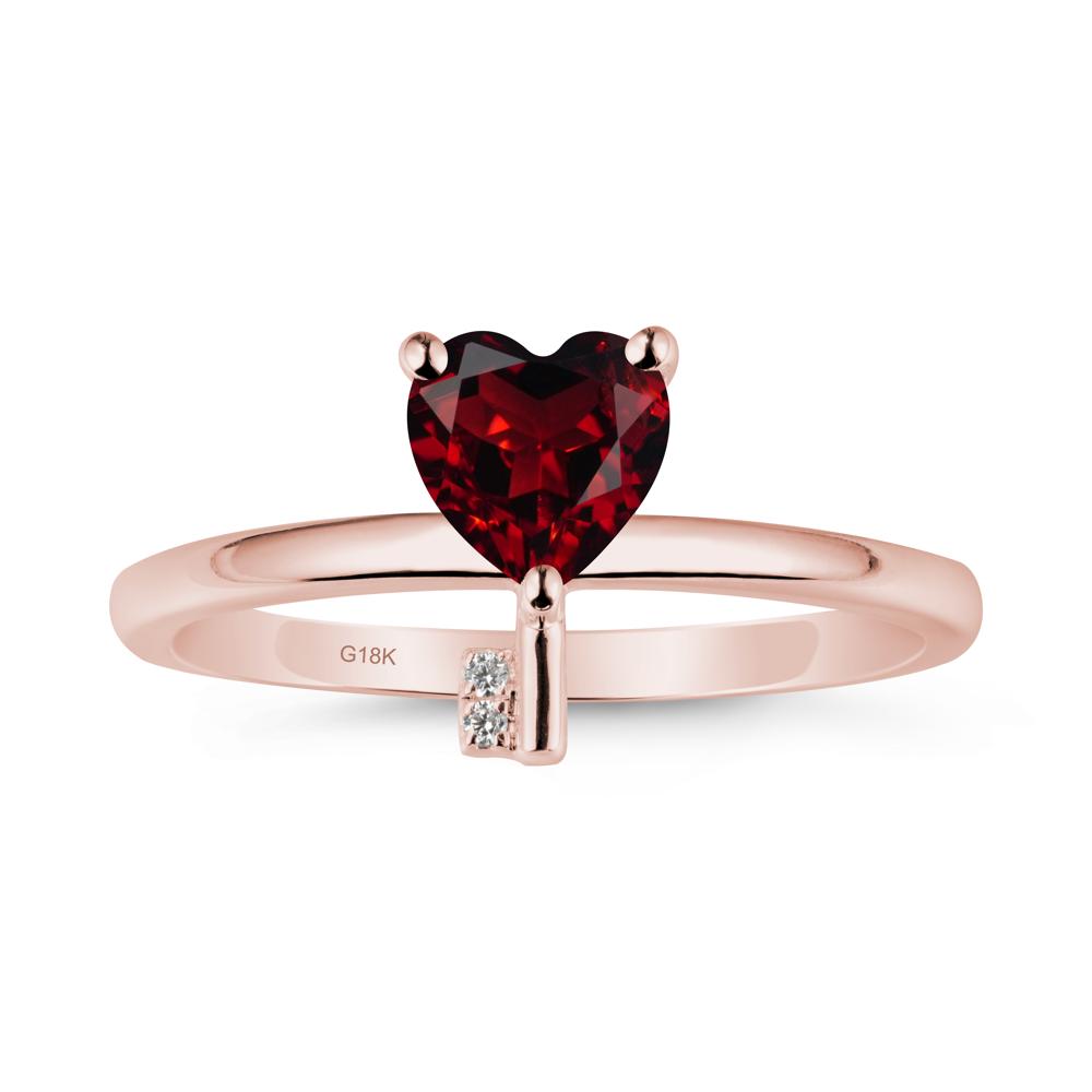 Heart Shaped Key Inspired Garnet Ring - LUO Jewelry #metal_18k rose gold