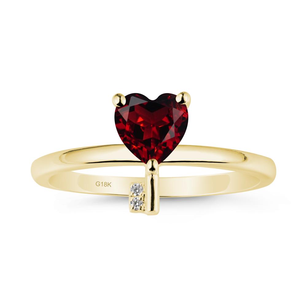 Heart Shaped Key Inspired Garnet Ring - LUO Jewelry #metal_18k yellow gold