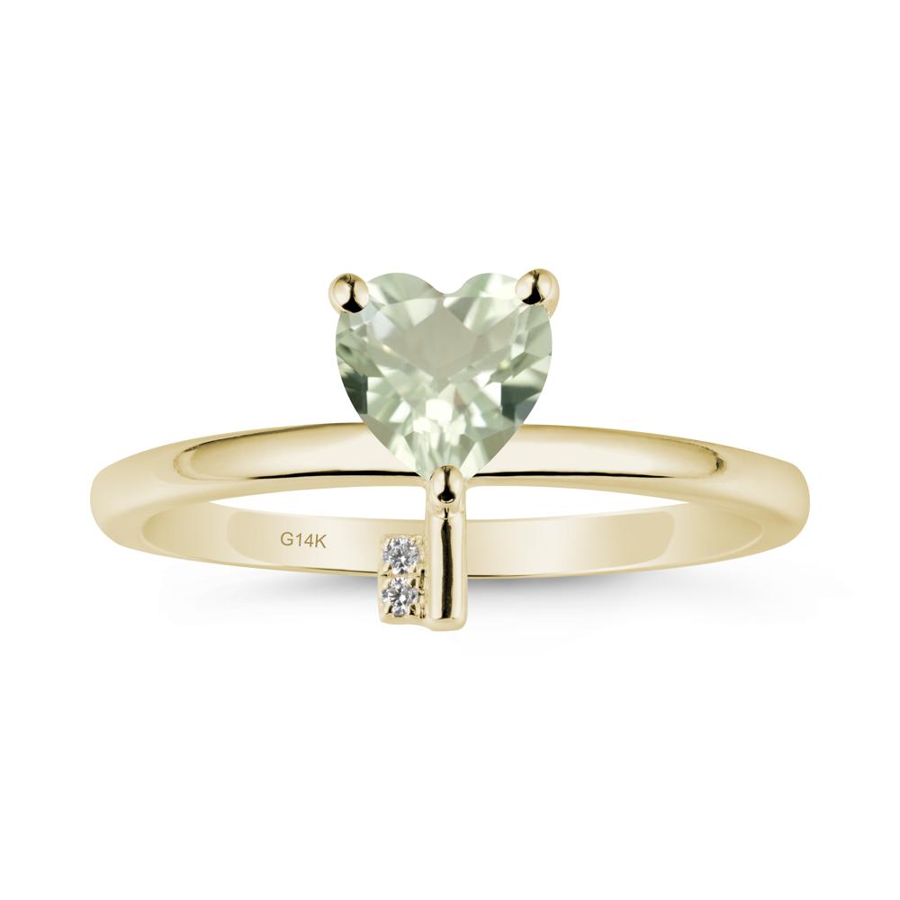 Heart Shaped Key Inspired Green Amethyst Ring - LUO Jewelry #metal_14k yellow gold