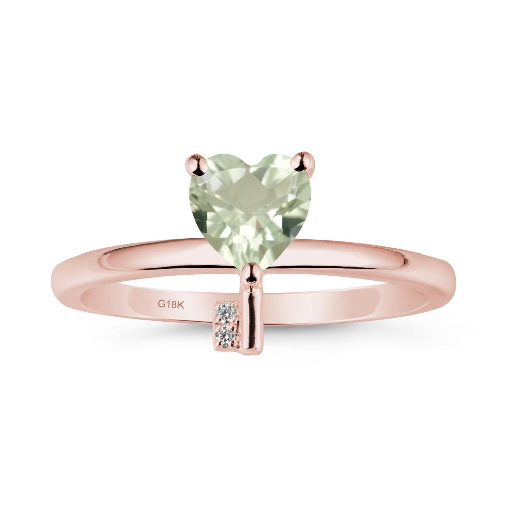 Heart Shaped Key Inspired Green Amethyst Ring - LUO Jewelry #metal_18k rose gold