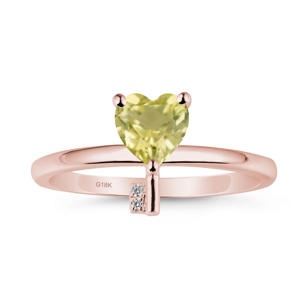 Heart Shaped Key Inspired Lemon Quartz Ring - LUO Jewelry #metal_18k rose gold