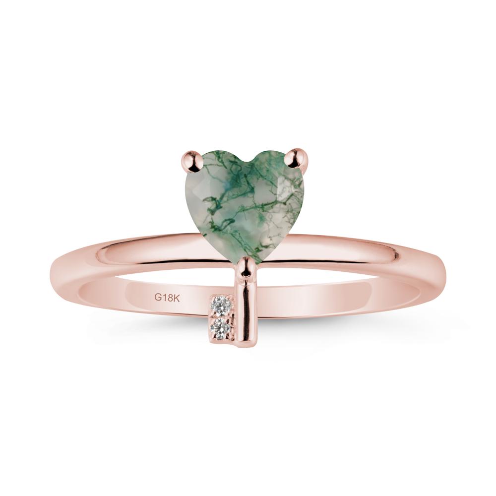 Heart Shaped Key Inspired Moss Agate Ring - LUO Jewelry #metal_18k rose gold