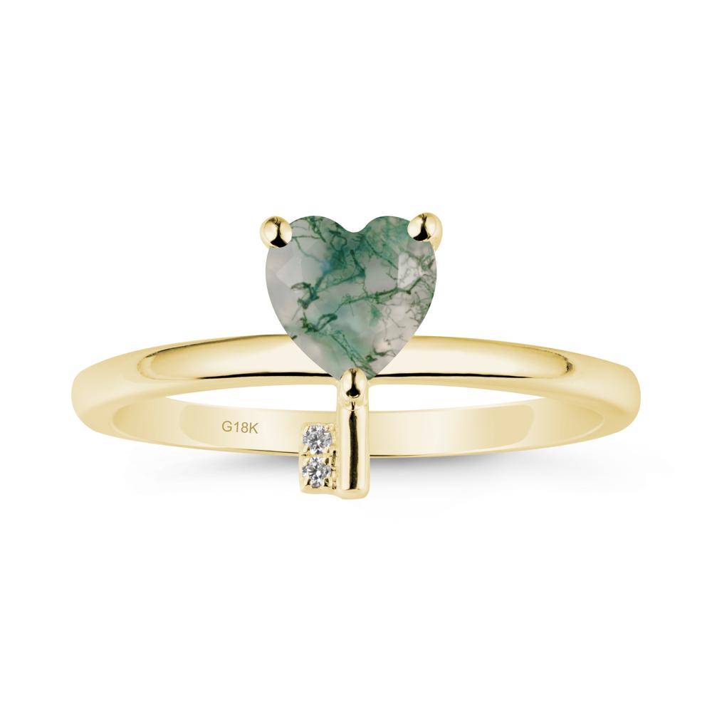 Heart Shaped Key Inspired Moss Agate Ring - LUO Jewelry #metal_18k yellow gold