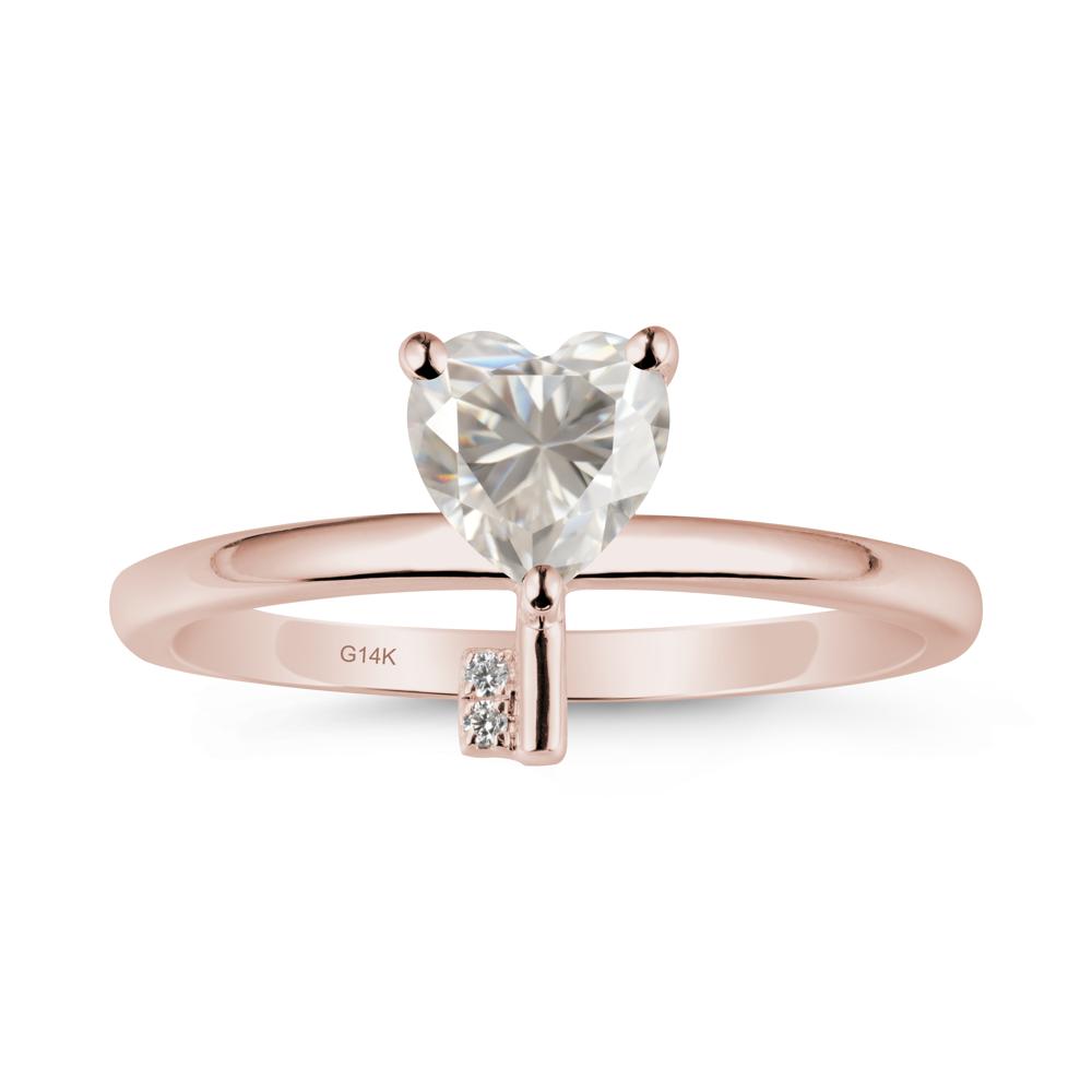 Heart Shaped Key Inspired Moissanite Ring - LUO Jewelry #metal_14k rose gold
