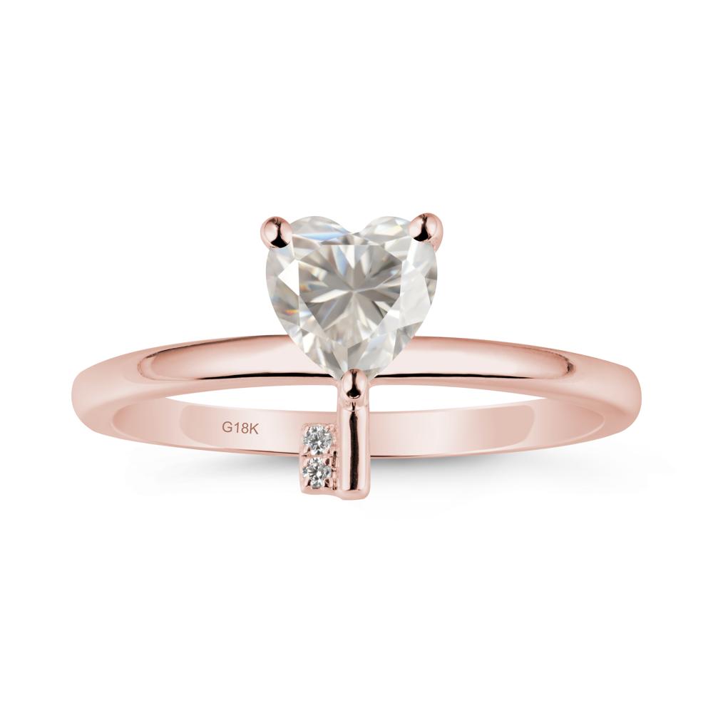 Heart Shaped Key Inspired Moissanite Ring - LUO Jewelry #metal_18k rose gold