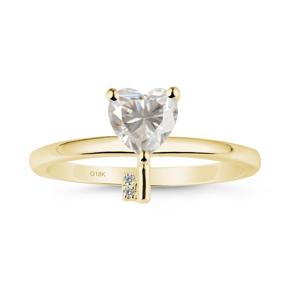 Heart Shaped Key Inspired Moissanite Ring - LUO Jewelry #metal_18k yellow gold