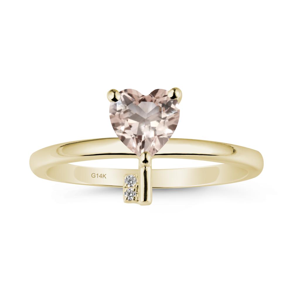 Heart Shaped Key Inspired Morganite Ring - LUO Jewelry #metal_14k yellow gold