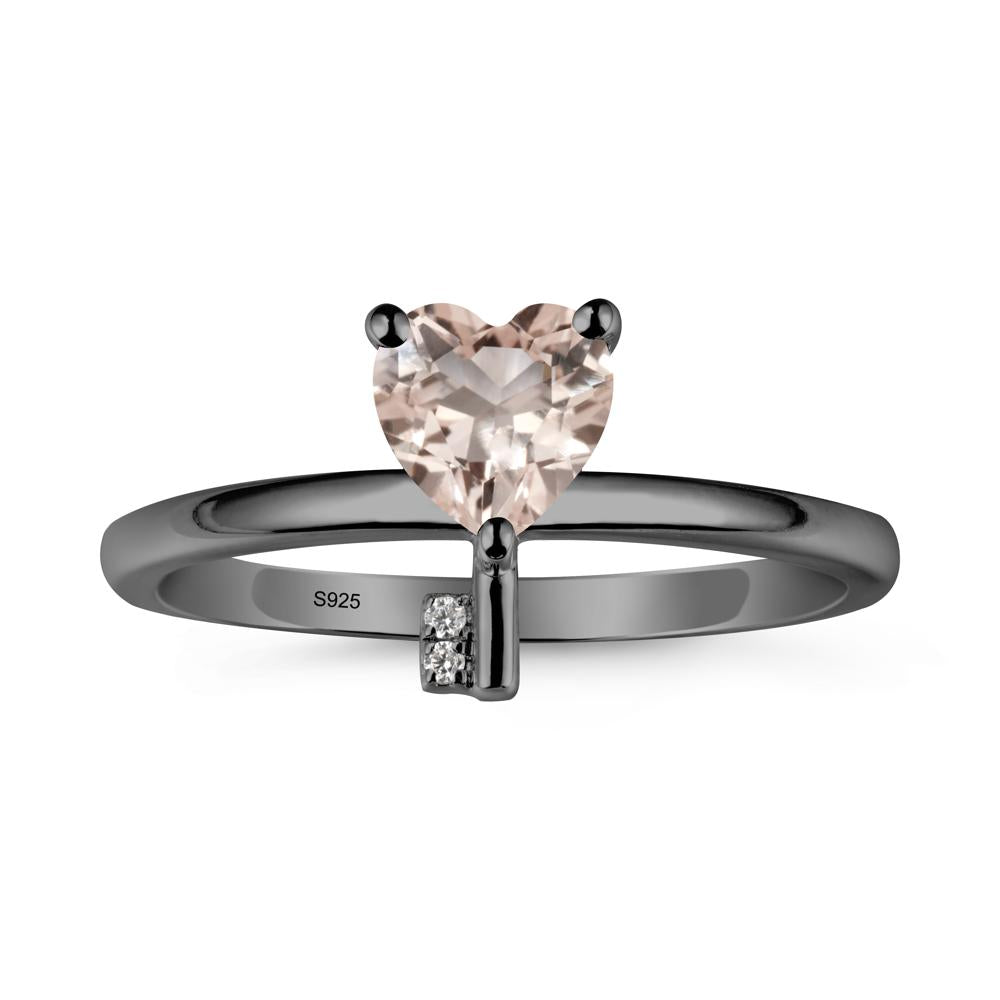 Heart Shaped Key Inspired Morganite Ring - LUO Jewelry #metal_black finish sterling silver