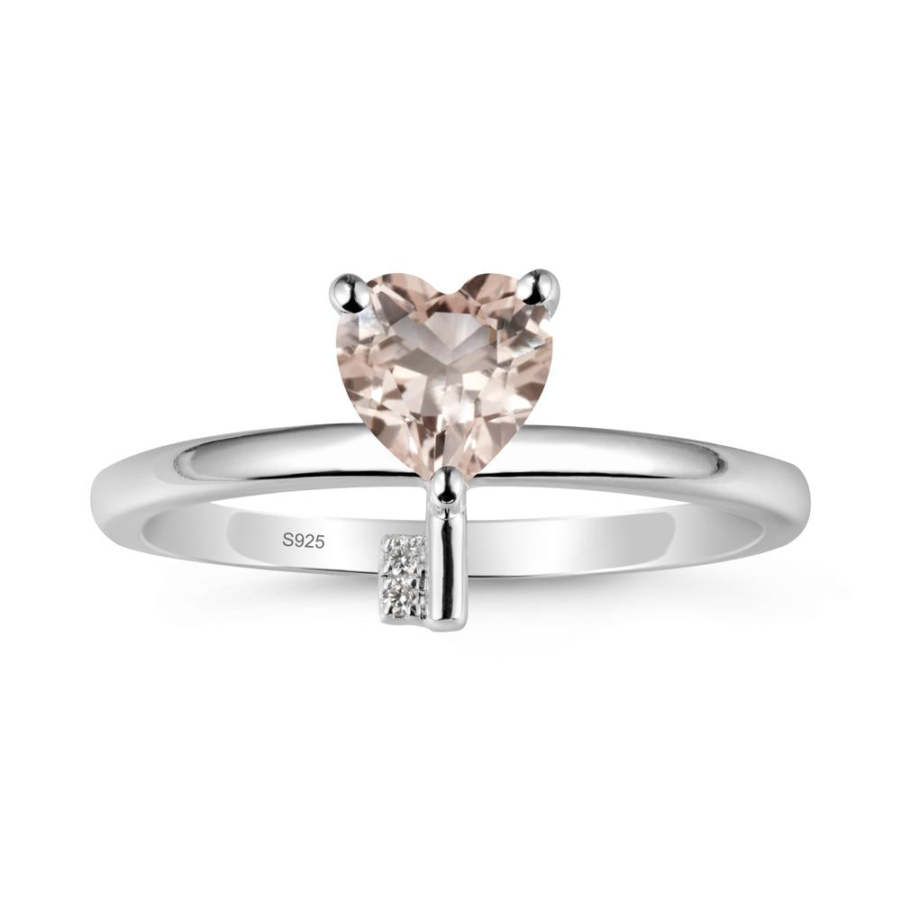 Heart Shaped Key Inspired Morganite Ring - LUO Jewelry #metal_sterling silver