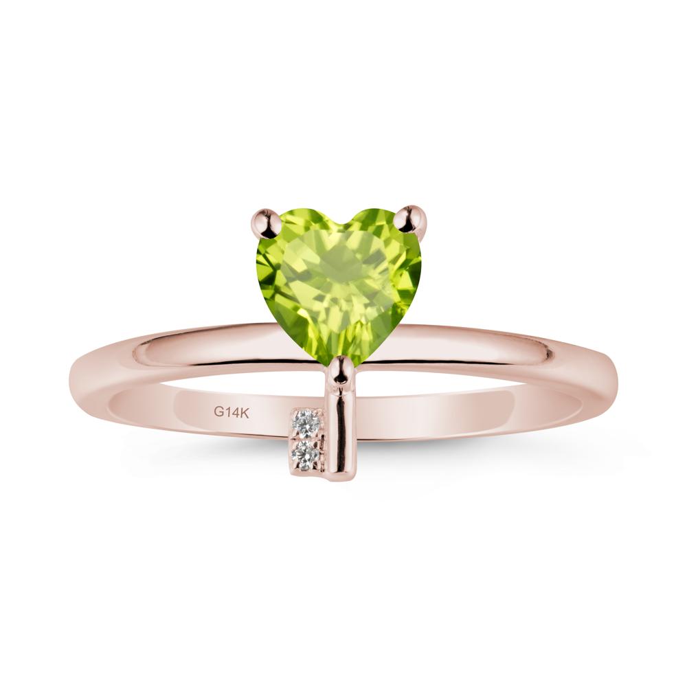 Heart Shaped Key Inspired Peridot Ring - LUO Jewelry #metal_14k rose gold