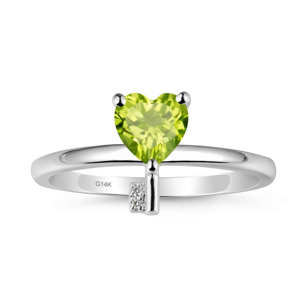 Heart Shaped Key Inspired Peridot Ring - LUO Jewelry #metal_14k white gold
