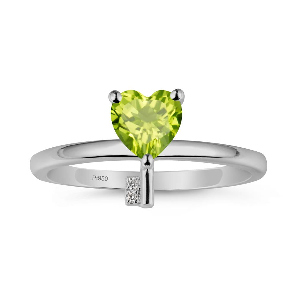 Heart Shaped Key Inspired Peridot Ring - LUO Jewelry #metal_platinum