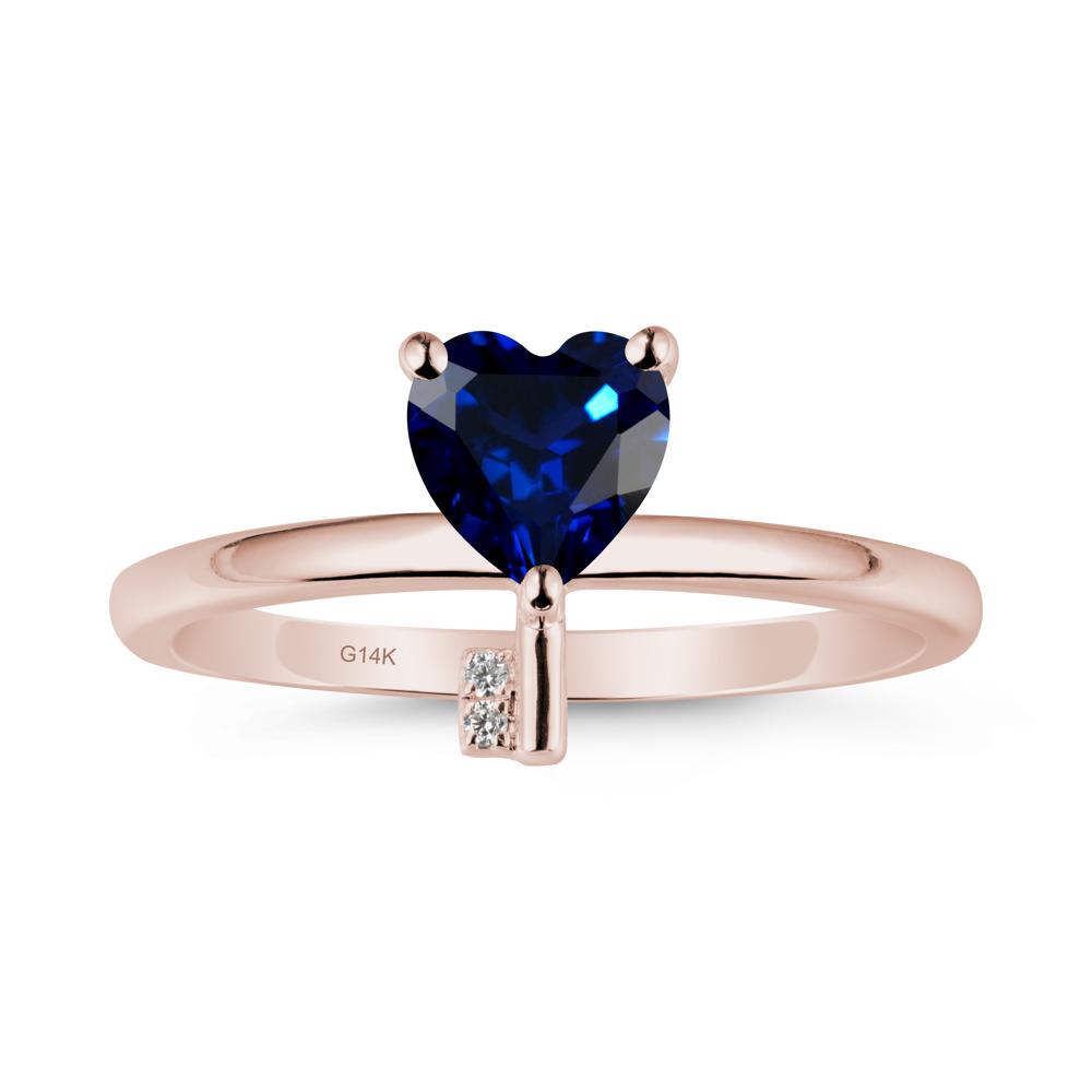 Heart Shaped Key Inspired Sapphire Ring - LUO Jewelry #metal_14k rose gold