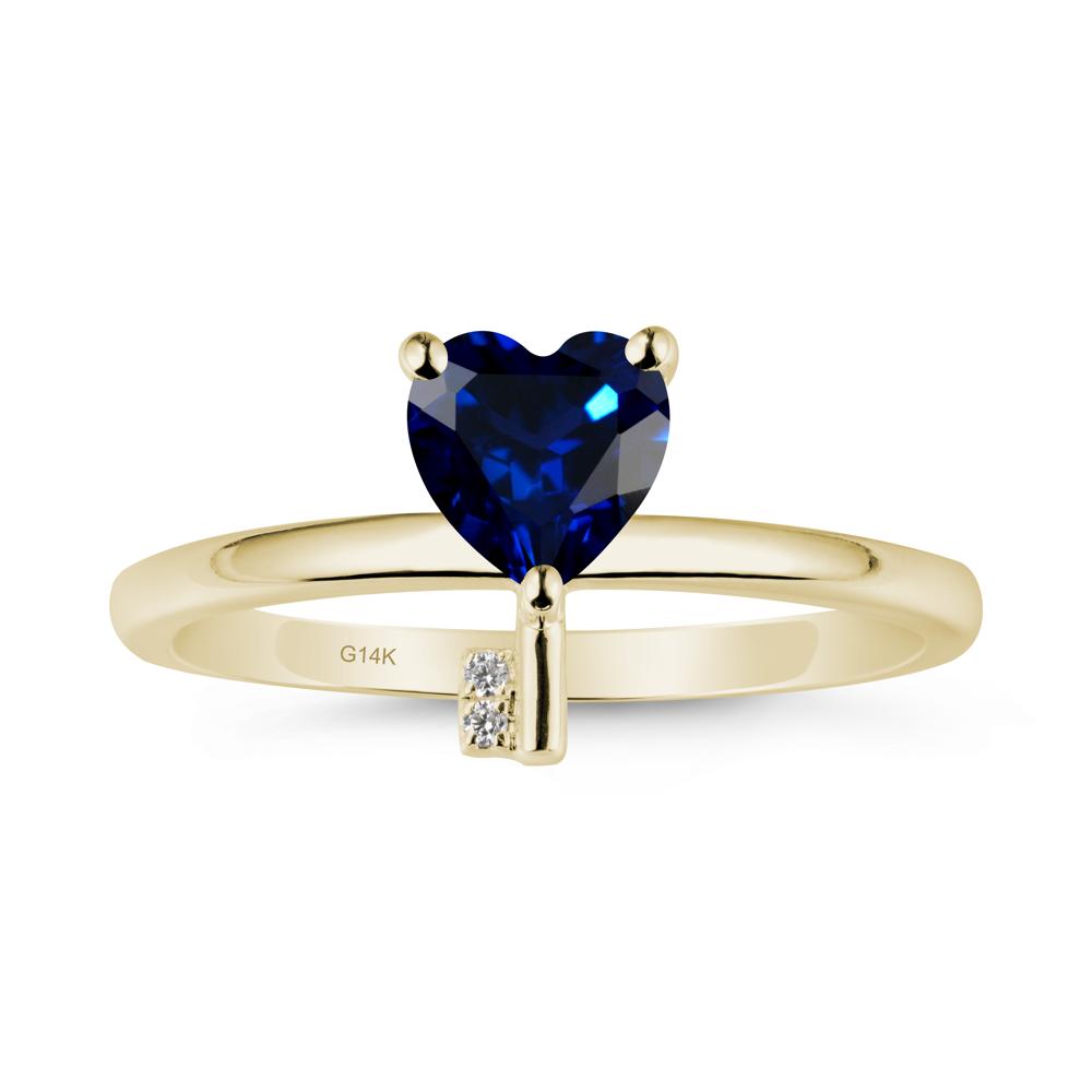 Heart Shaped Key Inspired Sapphire Ring - LUO Jewelry #metal_14k yellow gold