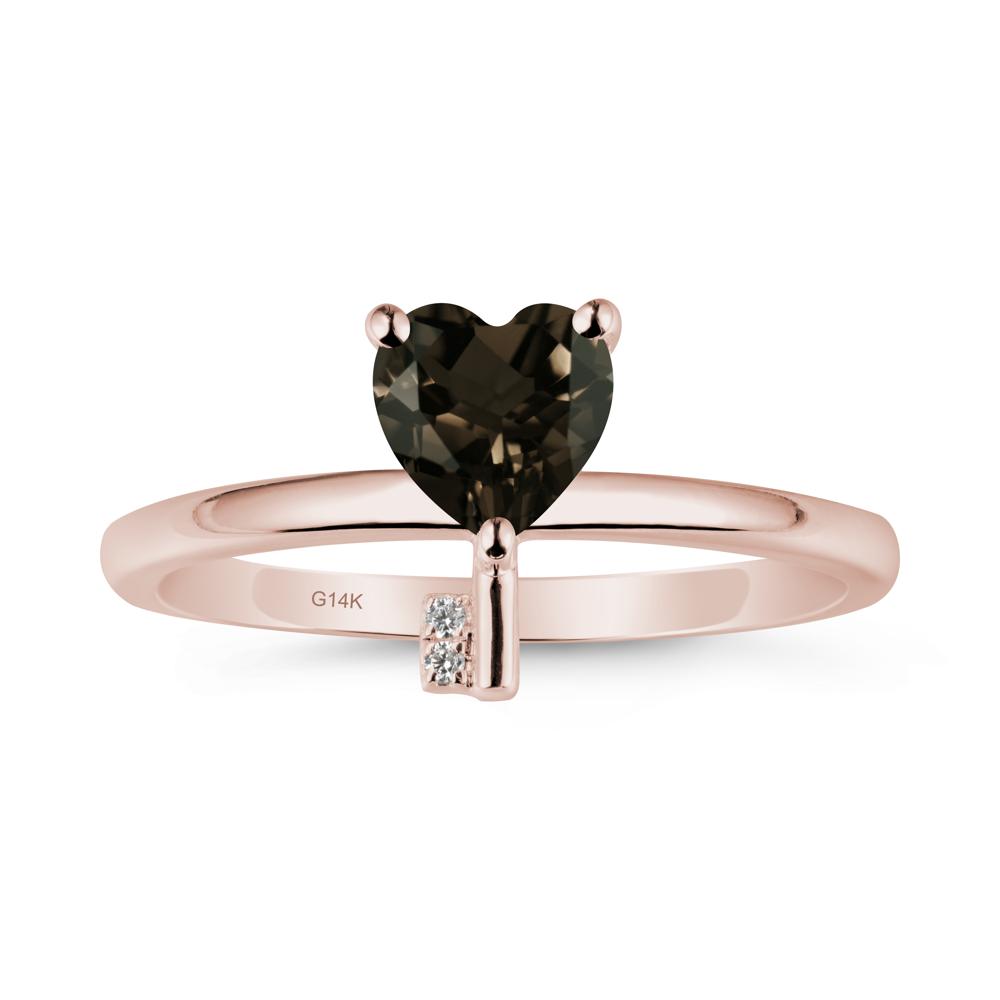 Heart Shaped Key Inspired Smoky Quartz Ring - LUO Jewelry #metal_14k rose gold