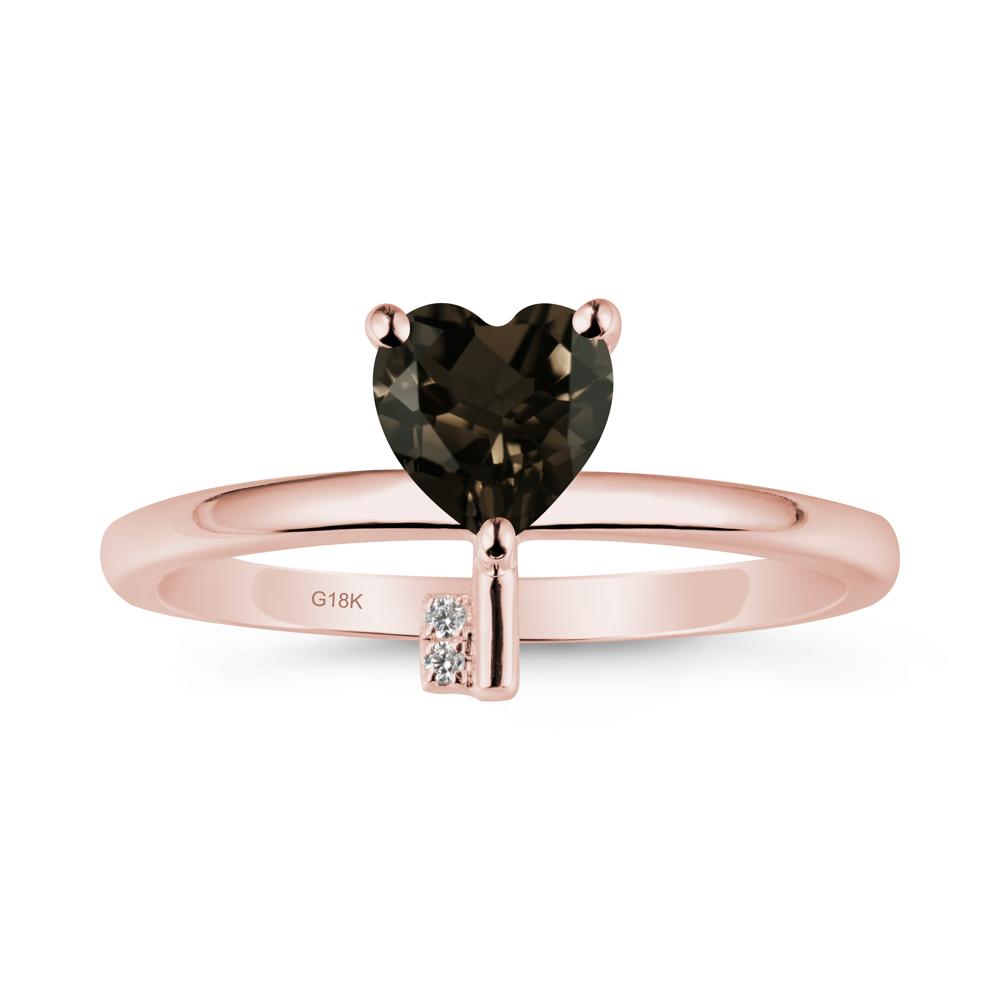 Heart Shaped Key Inspired Smoky Quartz Ring - LUO Jewelry #metal_18k rose gold