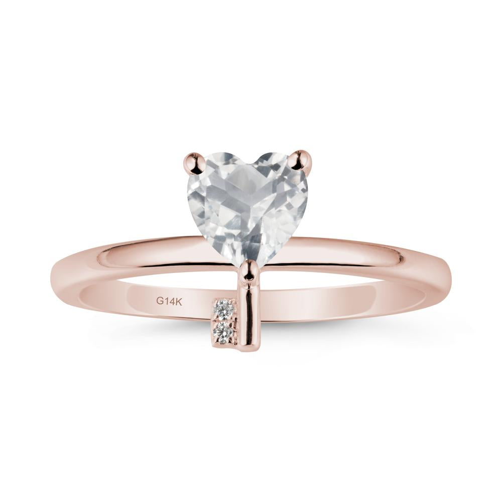 Heart Shaped Key Inspired White Topaz Ring - LUO Jewelry #metal_14k rose gold