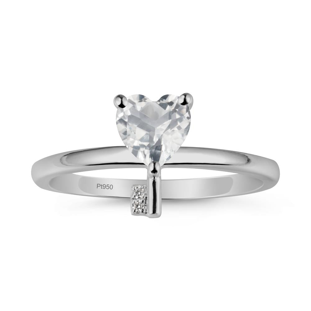 Heart Shaped Key Inspired White Topaz Ring - LUO Jewelry #metal_platinum