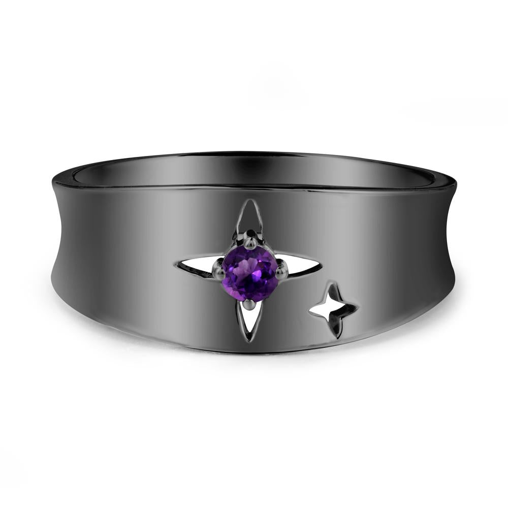 Four Point Star Amethyst Ring - LUO Jewelry #metal_black finish sterling silver