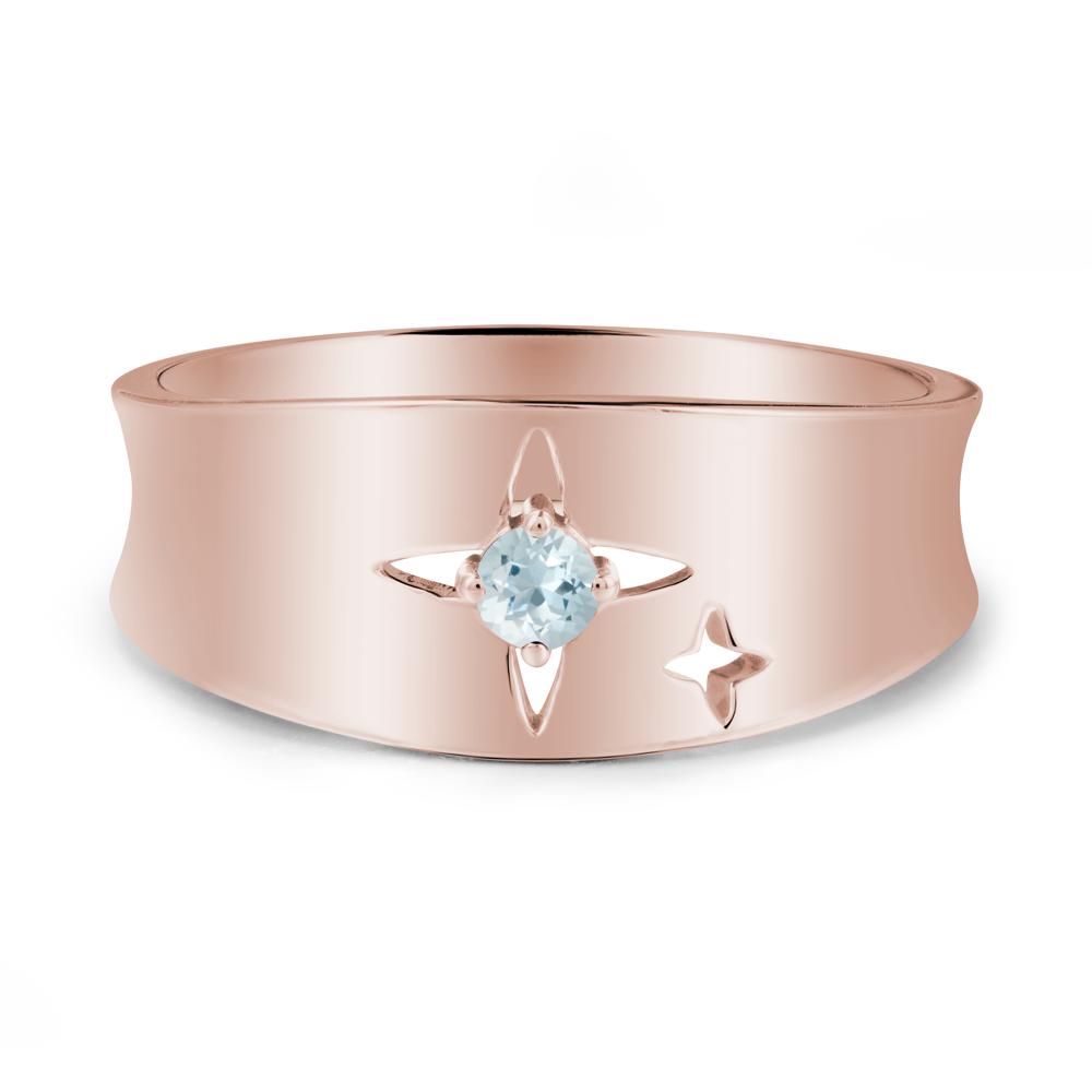 Aquamarine Four Point Star Ring - LUO Jewelry #metal_14k rose gold