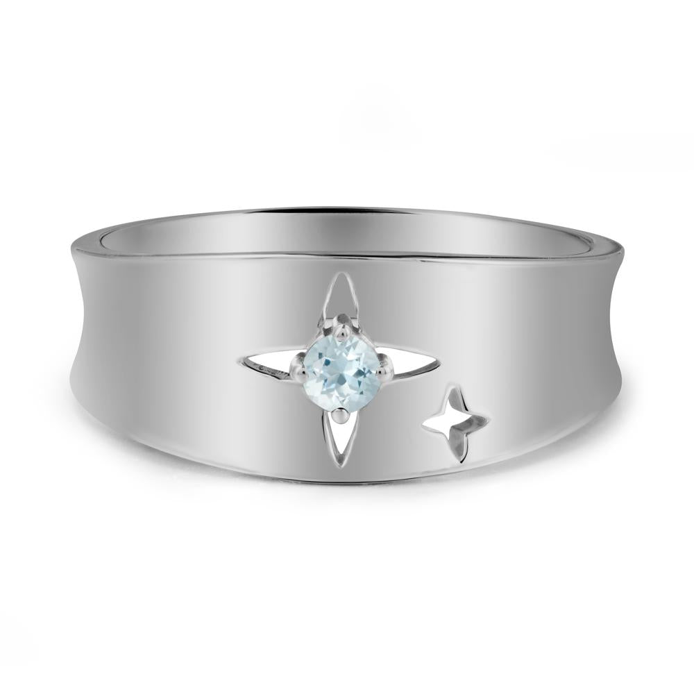 Aquamarine Four Point Star Ring - LUO Jewelry #metal_platinum
