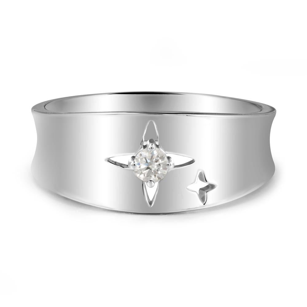 Wide Band Four Point Star Moissanite Ring - LUO Jewelry #metal_14k white gold
