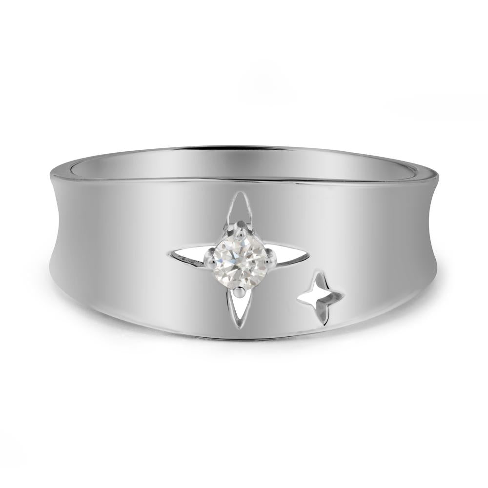 Wide Band Four Point Star Moissanite Ring - LUO Jewelry #metal_platinum