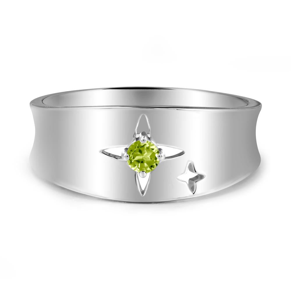 Peridot Four Point Star Ring - LUO Jewelry #metal_14k white gold