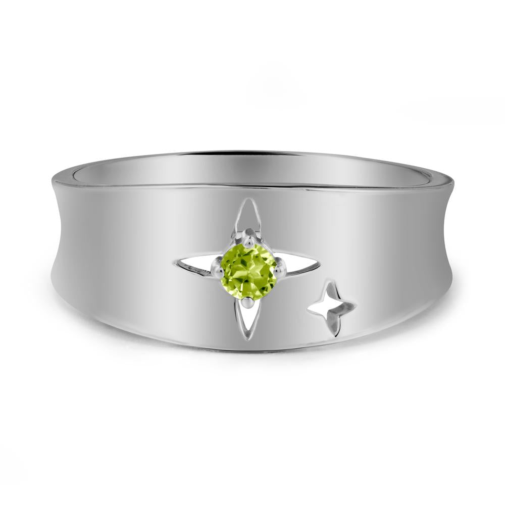 Peridot Four Point Star Ring - LUO Jewelry #metal_platinum