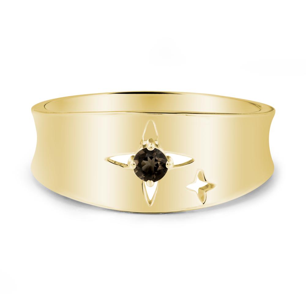 Smoky Quartz Four Point Star Ring - LUO Jewelry #metal_18k yellow gold