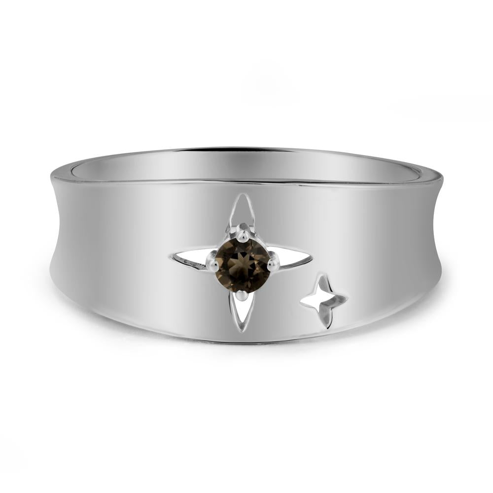 Smoky Quartz Four Point Star Ring - LUO Jewelry #metal_platinum