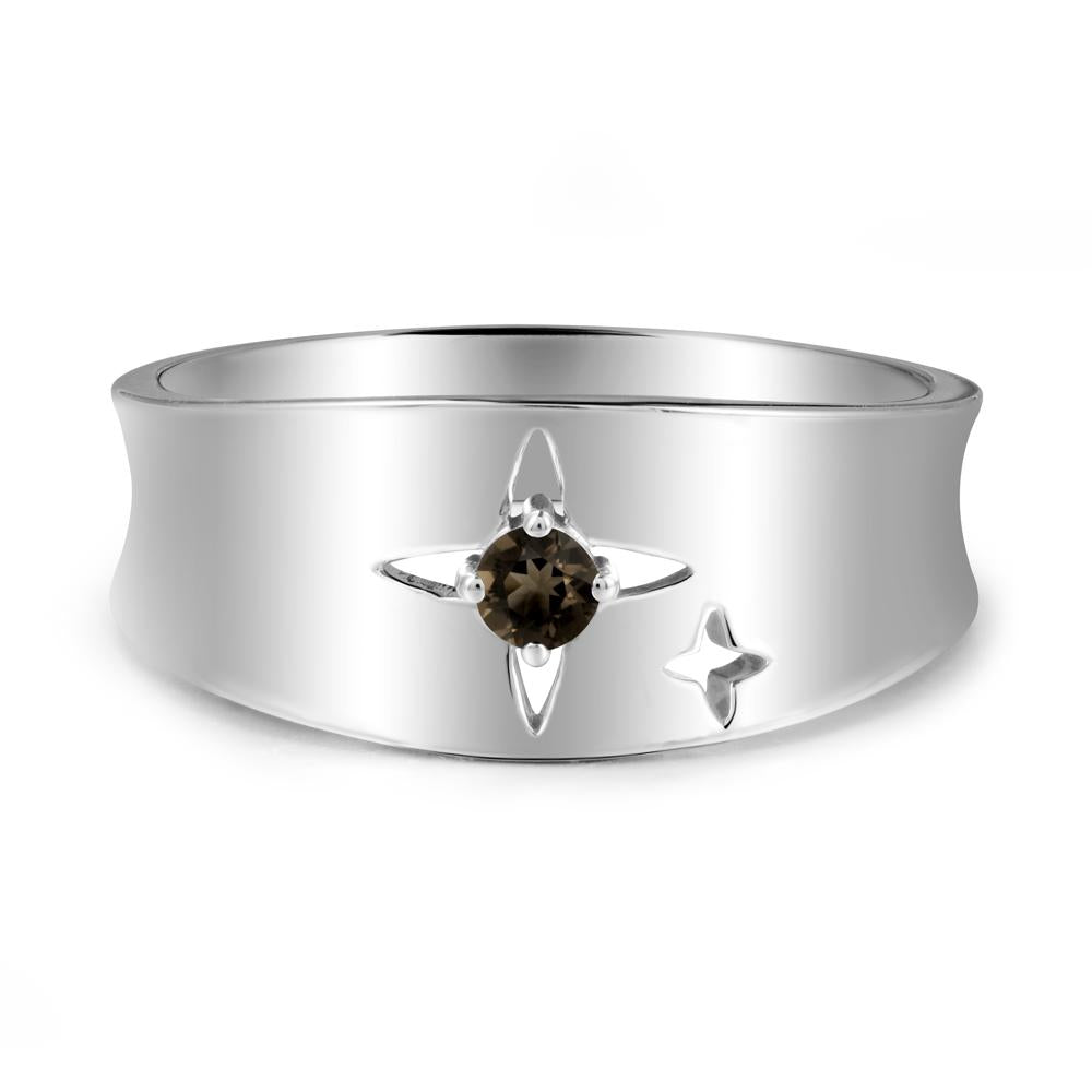 Smoky Quartz Four Point Star Ring - LUO Jewelry #metal_sterling silver