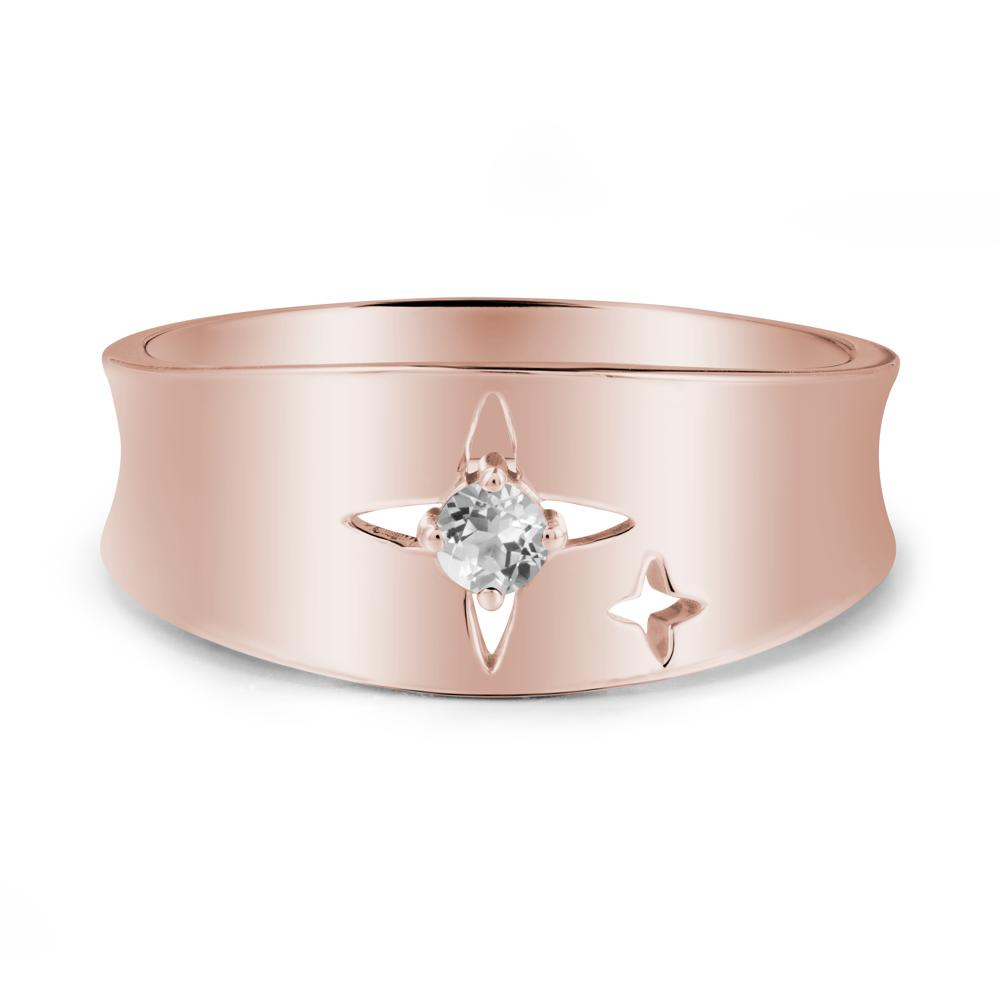 White Topaz Four Point Star Ring - LUO Jewelry #metal_14k rose gold