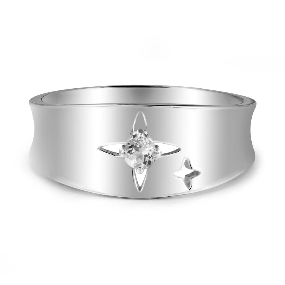 White Topaz Four Point Star Ring - LUO Jewelry #metal_14k white gold