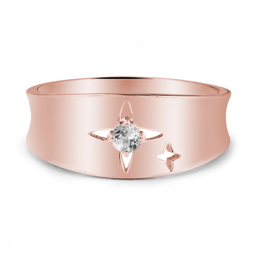 White Topaz Four Point Star Ring - LUO Jewelry #metal_18k rose gold