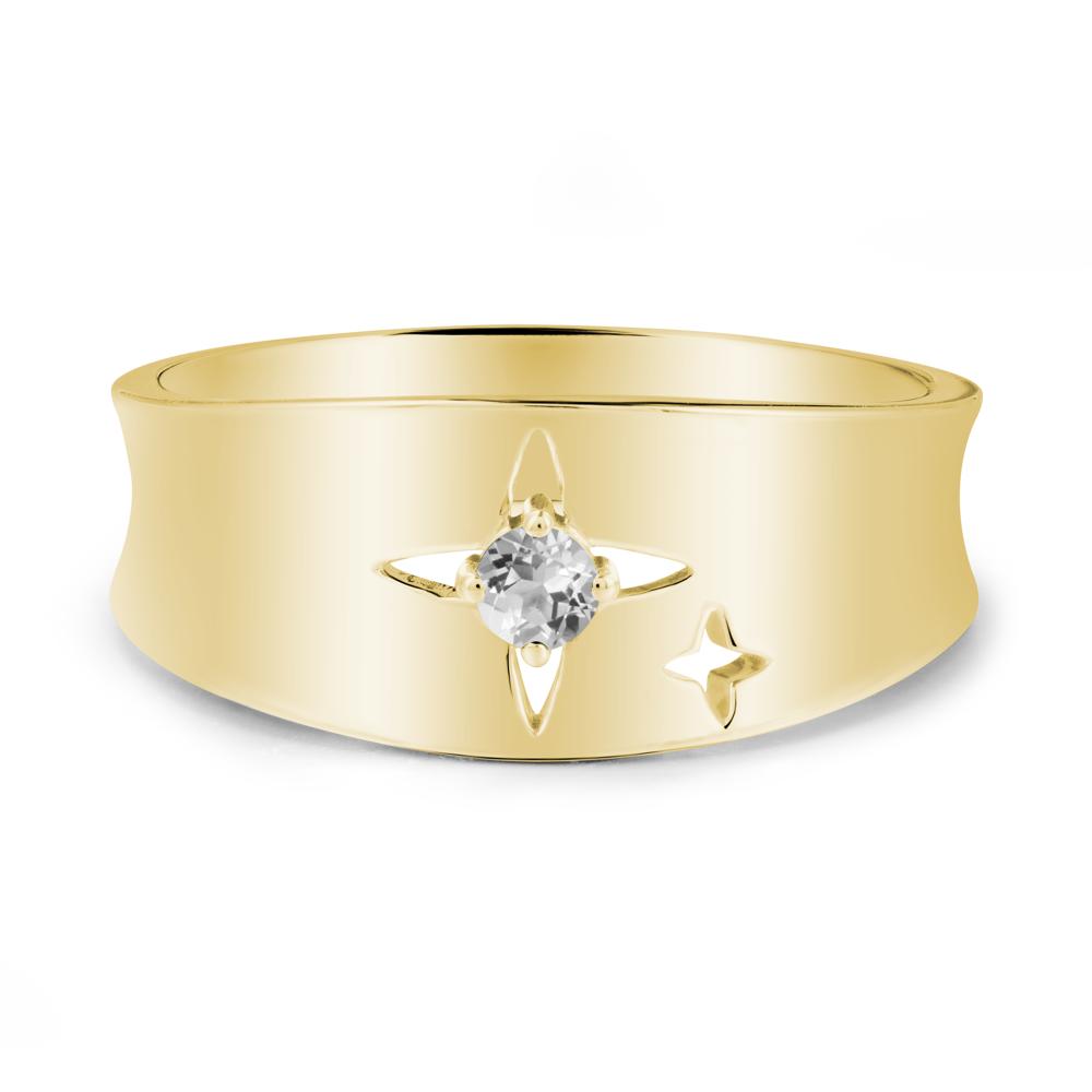 White Topaz Four Point Star Ring - LUO Jewelry #metal_18k yellow gold