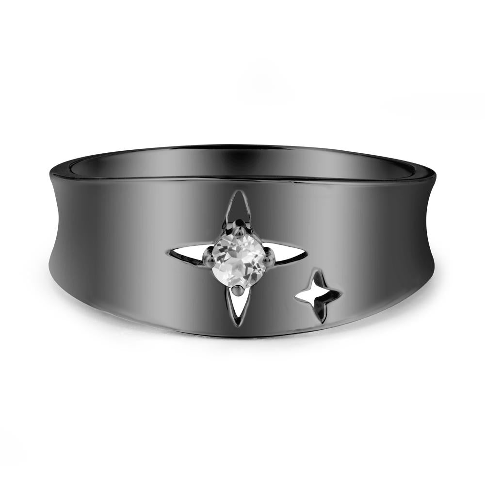 White Topaz Four Point Star Ring - LUO Jewelry #metal_black finish sterling silver