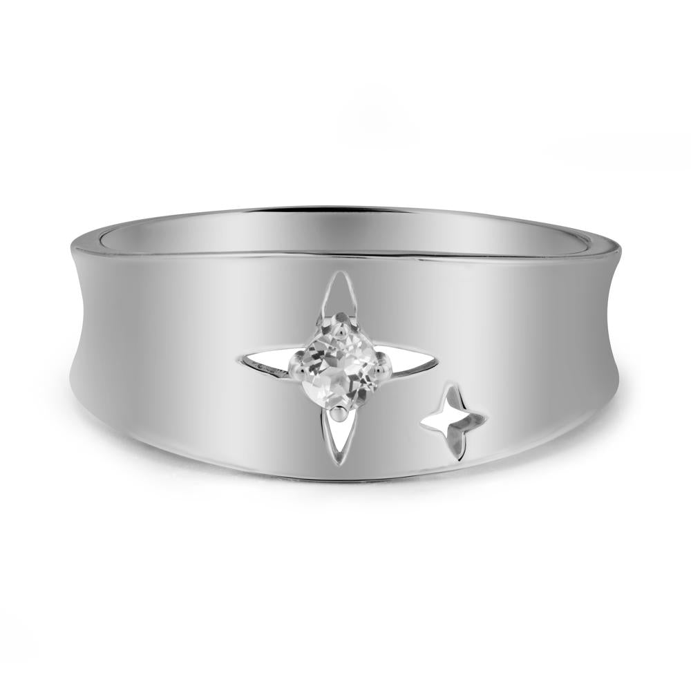 White Topaz Four Point Star Ring - LUO Jewelry #metal_platinum
