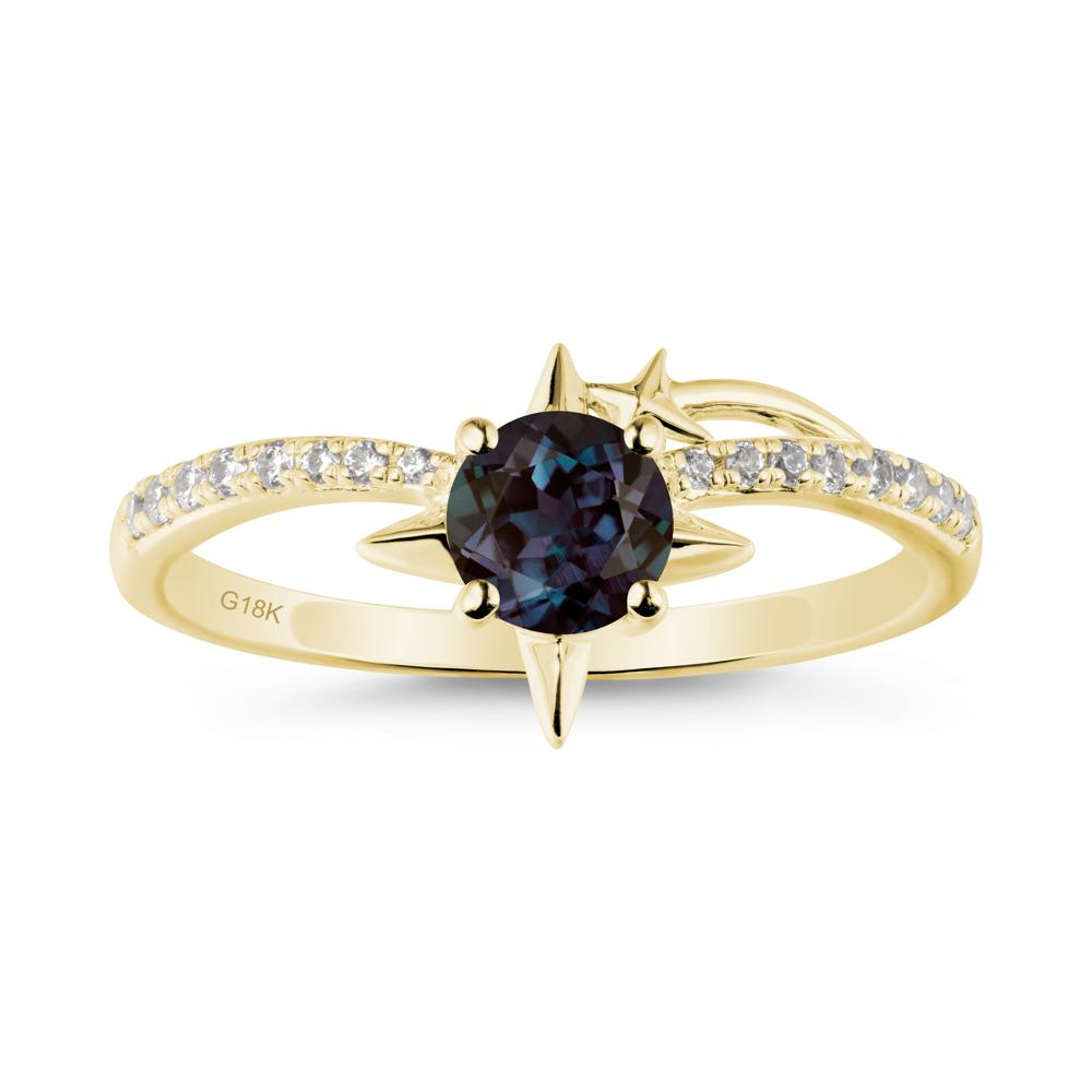 Simple Four Point Star Alexandrite Ring - LUO Jewelry #metal_18k yellow gold