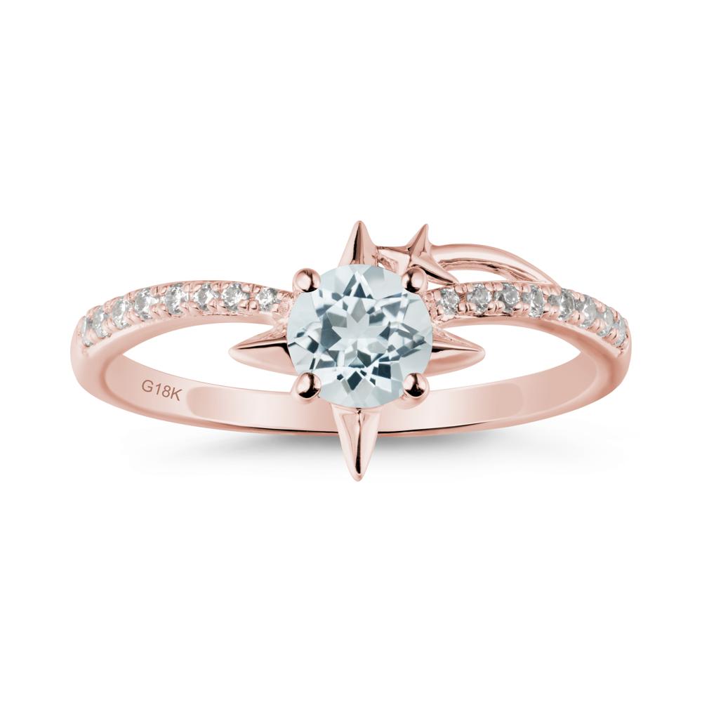 Simple Four Point Star Aquamarine Ring - LUO Jewelry #metal_18k rose gold
