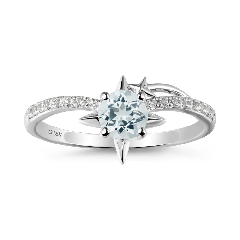 Simple Four Point Star Aquamarine Ring - LUO Jewelry #metal_18k white gold