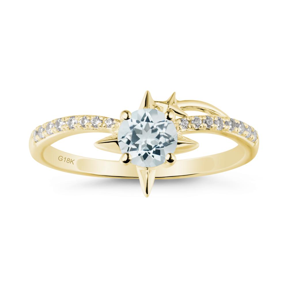 Simple Four Point Star Aquamarine Ring - LUO Jewelry #metal_18k yellow gold