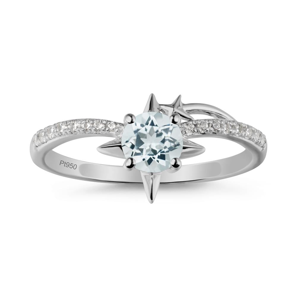Simple Four Point Star Aquamarine Ring - LUO Jewelry #metal_platinum