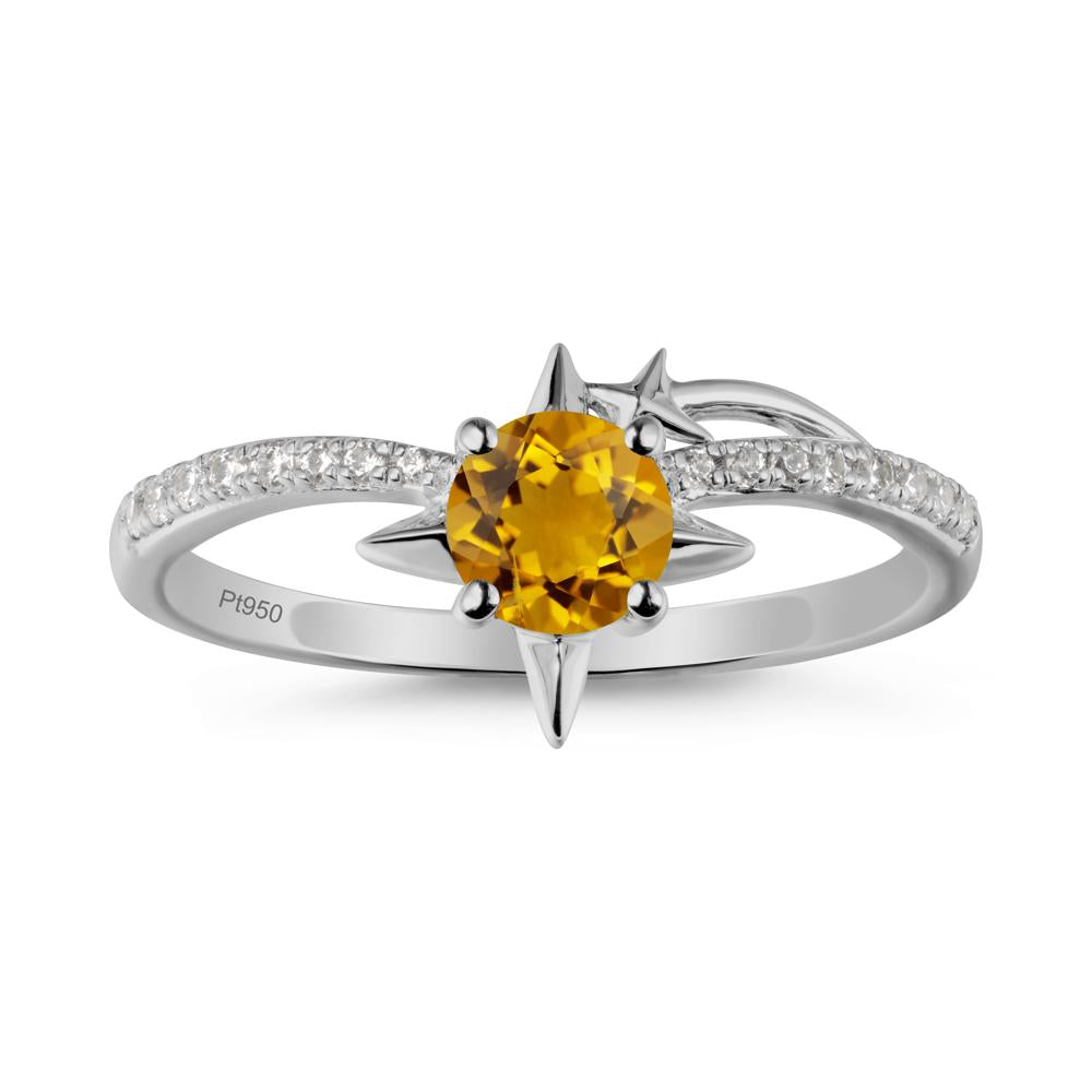 Simple Four Point Star Citrine Ring - LUO Jewelry #metal_platinum