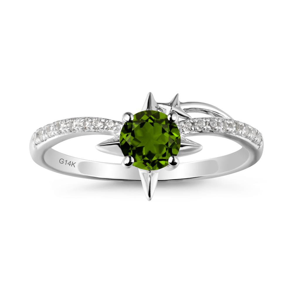 Simple Four Point Star Diopside Ring - LUO Jewelry #metal_14k white gold