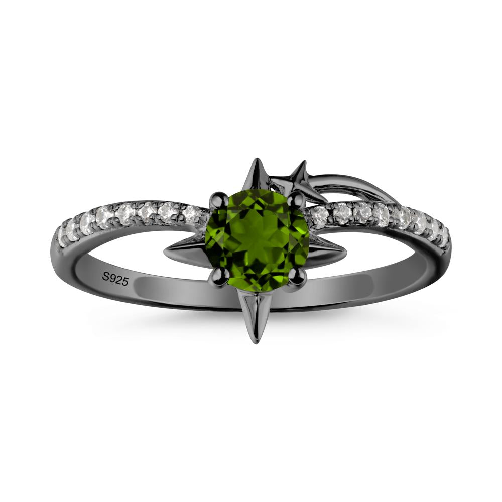 Simple Four Point Star Diopside Ring - LUO Jewelry #metal_black finish sterling silver
